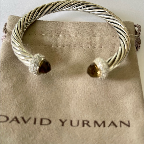 David Yurman Jewelry - DAVID YURMAN * Cable Classic 7mm Smoky Topaz & Diamond Cuff Bracelet
